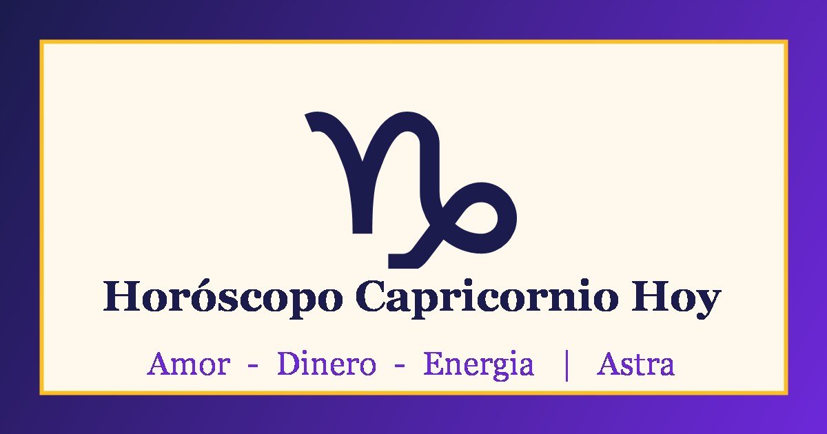 Horóscopo Capricornio hoy: símbolo de Capricornio sobre fondo morado y crema