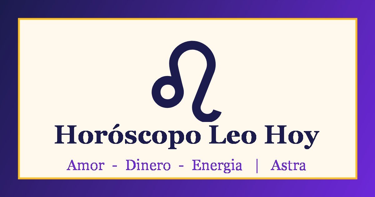 Horóscopo Leo hoy: símbolo de Leo sobre fondo morado y crema