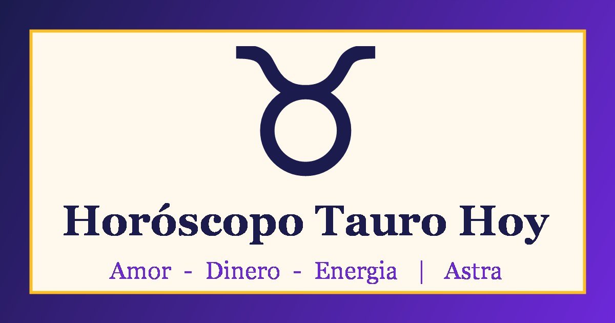 Horóscopo Tauro hoy: símbolo de Tauro sobre fondo morado y crema
